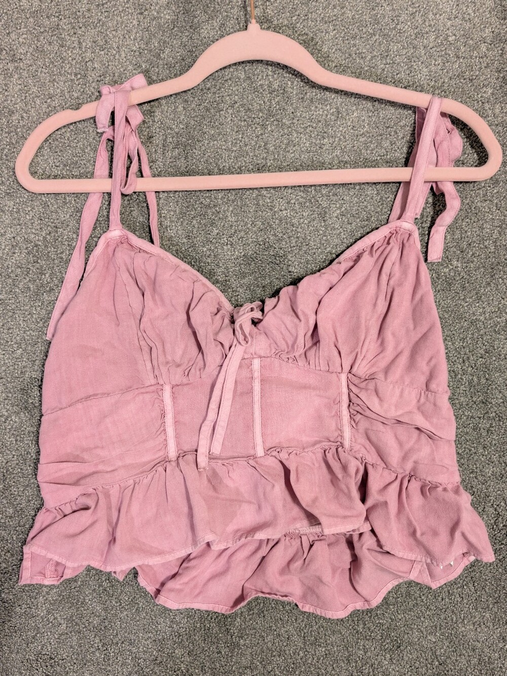 American Eagle Pink Tie-Shoulder Cropped Cami